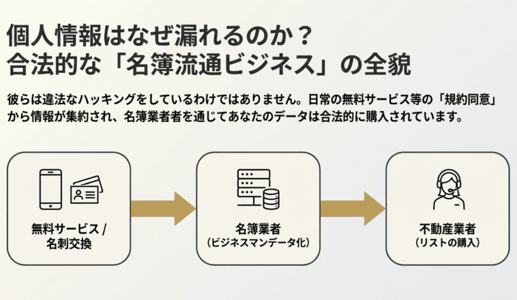 個人情報はなぜ漏れるのか?合法的な名簿流通ビジネスの全貌を解説する画像