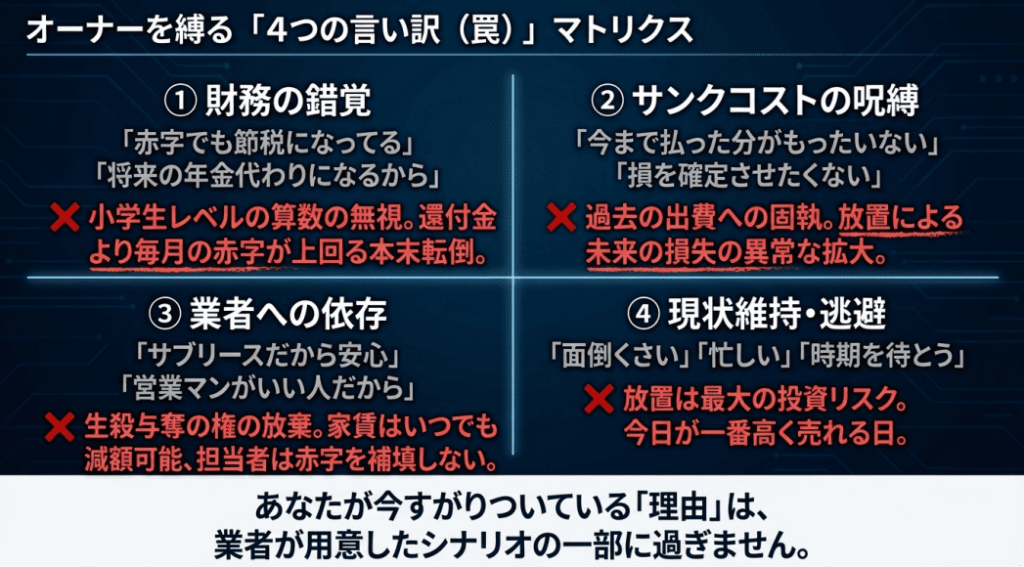 オーナー4つの言い訳
