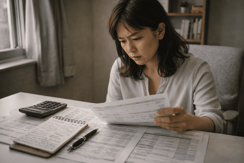 ローン返済表を見て利息負担の重さに気づく日本人女性
