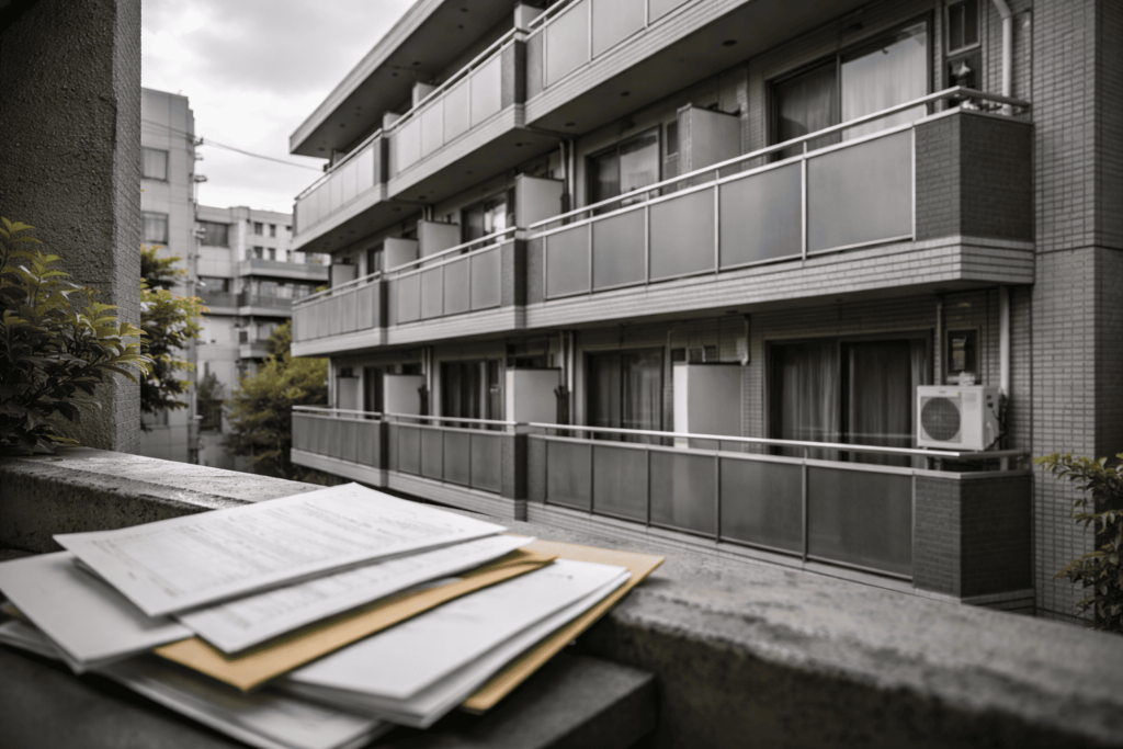 管理費の値上がりやサブリース問題を連想させるワンルームマンション外観イメージ