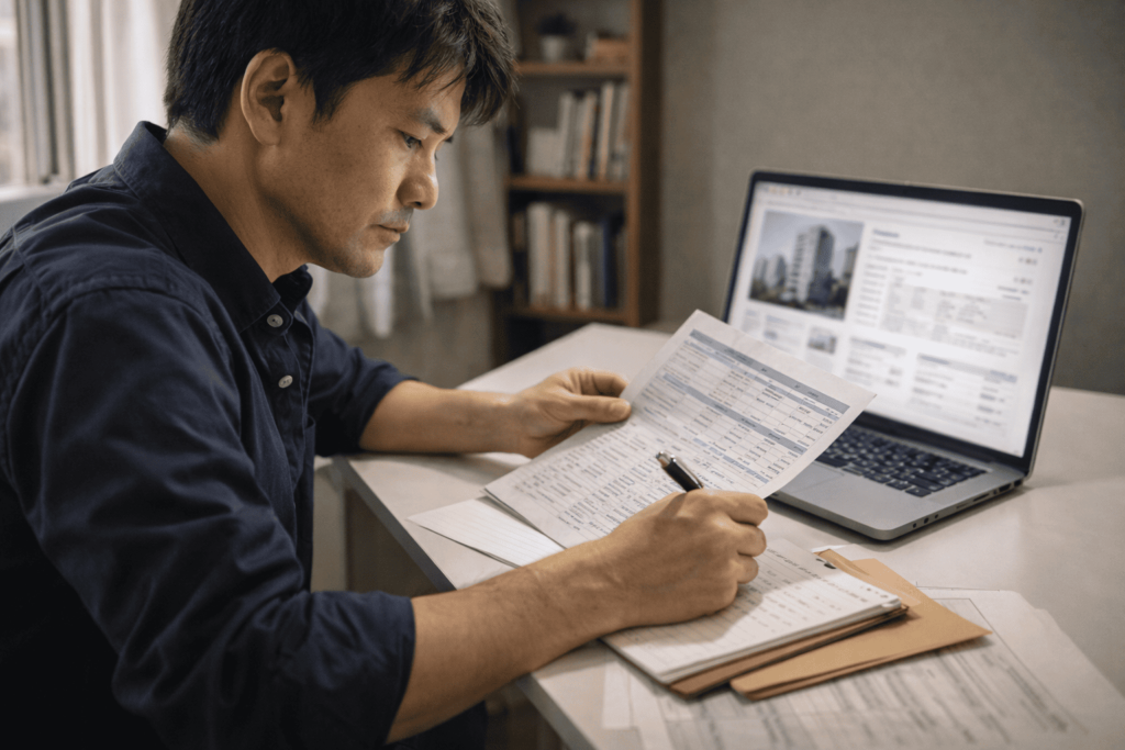 ローン残高と売却相場を比較しながら現実的に判断する日本人男性