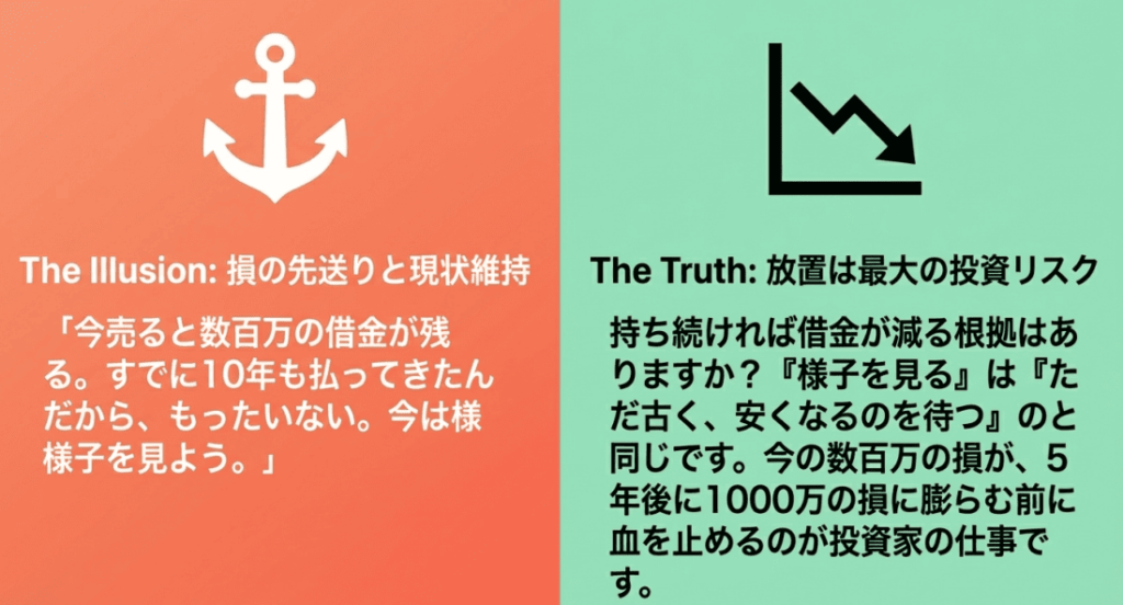 損の先送り、放置のリスクを解説するイメージ